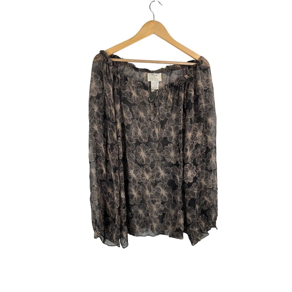 VTG Vision Apparel 100% Silk fairy whimsical sheer blouse floral oversized sz 1x